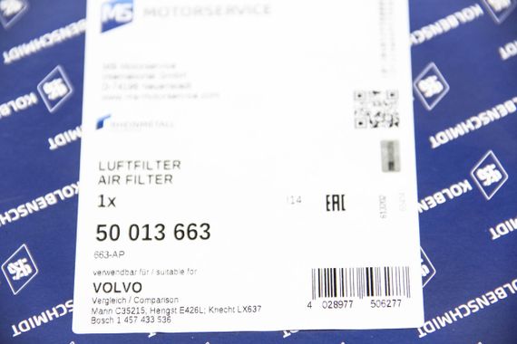 Фільтр повітряний Volvo S80 2.0/2.4/2.5 i/2.4 D/2.5 TDI 98-, KOLBENSCHMIDT (50013663) | Зображення 2