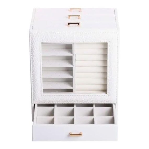 Скринька для прикрас з еко шкіри 3 яруси органайзер для ювелірних виробів HP-5-16W | Зображення 4