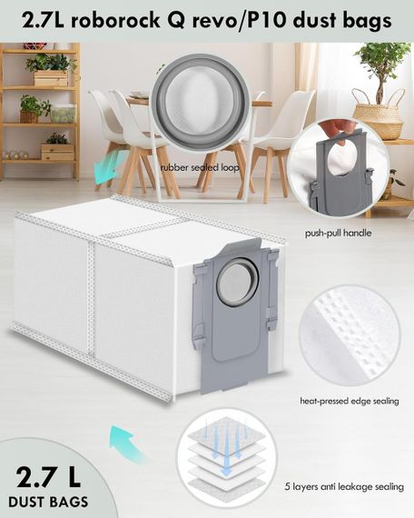 Набір аксесуарів для робота-пилососа Roborock Q Revo P10 19 шт, змінна щітка, серветки мопи для швабри, фільтри, пилозбірники | Зображення 3