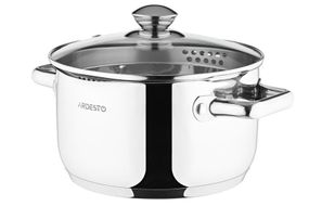 Кастрюля Ardesto Gemini Lecco с носиком для слива, стекл. крышка , 3.6 л, нержавеющая сталь (AR2836CS)