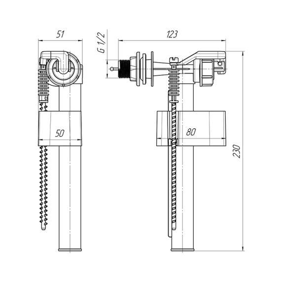 Арматура ANIplast клапан бокової подачі 1/2" WC5050EU | Зображення 1