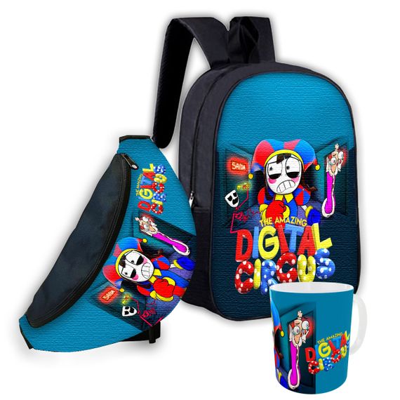 Набір дитячий цифровий цирк рюкзак 36х27см сумка-бананка, кружка з принтом для хлопчика (01617)