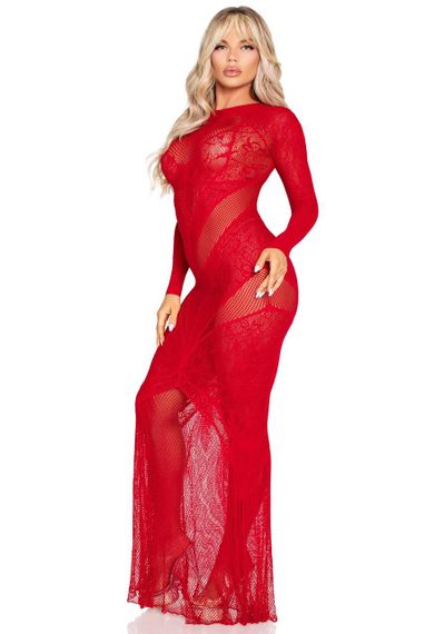 Платье Leg Avenue Lace and Net Bodycon Gown One Size, Red Sex Aura | Зображення 3