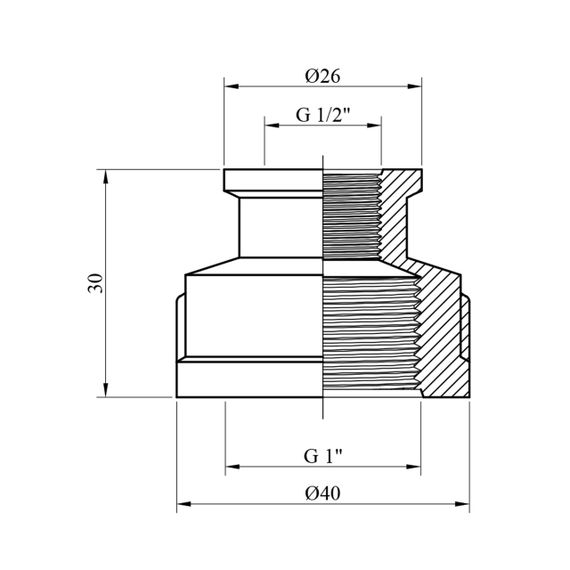Муфта перехідна посилена LexLine 1"х1/2" ВВ латунна УК0315-В | Зображення 1