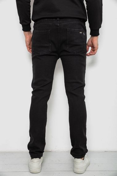 Джинсы мужские на резинке утепленные, цвет черный, 244R663 | Зображення 3