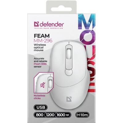 Мышка Defender Feam MM-296 Wireless White (52297) | Зображення 2