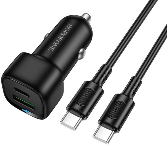 АЗУ Borofone BZ34B Cloud PD20W+QC3.0 total 38W (1USB-A/1C) + кабель Type-C to Type-C Black | Зображення 2