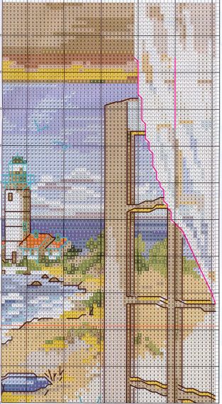Набір для вишивання за нанесеною на канву схемою "Sea view outside thection".AIDA 14CT printed, 33*40 см | Зображення 5