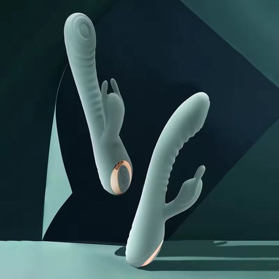 Вібратор з римінгом для точки G та кліторальним відростком Sweet Em Velvet Lure. зелений Sex Aura | Зображення 5
