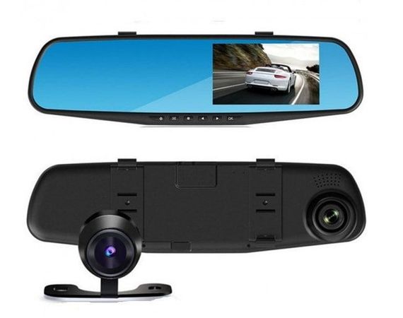 Автомобільне дзеркало відеореєстратор для машини на 2 камери VEHICLE BLACKBOX DVR 1080 з камерою заднього огляду | Зображення 2