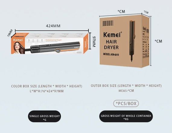 Фен-стайлер для волос AND KM-6910 черный 1000 Вт • Фен-щетка для сушки, укладки, объема, локонов и домашнего стайлинга | Зображення 5