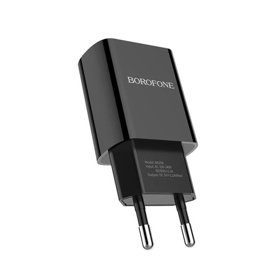 Мережевий зарядний пристрій BOROFONE BA20A Sharp single port charger 10.5W Black | Зображення 1