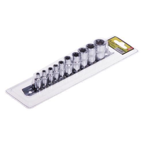 Набір торц головок зовнішній торкс 1/4"-3/8"DR Е4-Е18, 10 предм Alloid