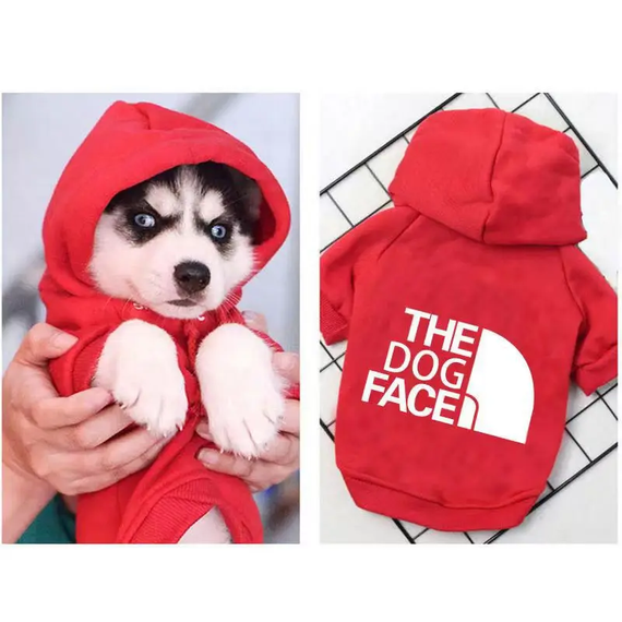 Толстовка для собак с капюшоном красная с белым the dog face XL | Зображення 1