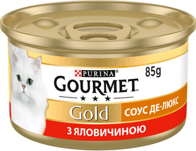 Вологий корм Purina GOURMET GOLD для дорослих котів соус-де-люкс, яловичина 85г
