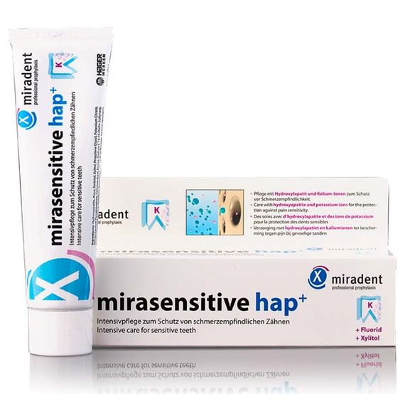 Зубна паста для чутливих зубів Miradent Mirasensitive hap+ (50мл) | Зображення 1
