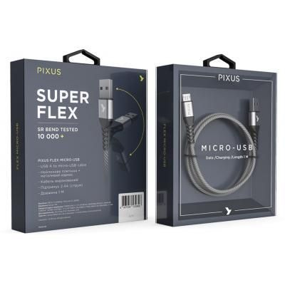 Дата кабель USB 2.0 AM to Micro 5P 1.0m Flex Gray Pixus (4897058531145) | Зображення 5