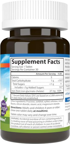Залізо для дітей Carlson Chewable Iron 30 таблеток, Natural Grape | Зображення 1