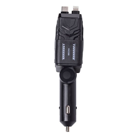 Автомобільний зарядний пристрій MECHA з висувними кабелями та портами USB/Type-C Чорний HP-A1B | Зображення 4