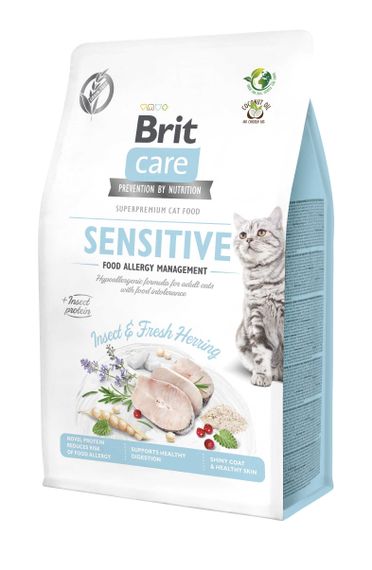 Корм Brit Care Cat Grain Free Sensitive Insect & Fresh Herring сухой гипоаллергенный беззерновой для взрослых котов 0.4 кг