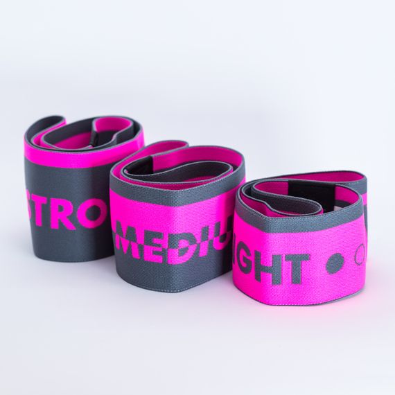 Набір тканевих гумок для фітнесу та спорту MadMax MFA-305 Hiploop set 3 pcs. Grey/Pink | Зображення 1