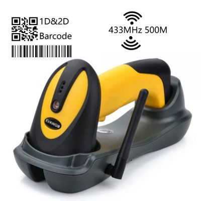 Сканер штрих-кода UKRMARK EV-W2503 2D, 433MHz, USB, IP64, stand, black/yellow (900769) | Зображення 3