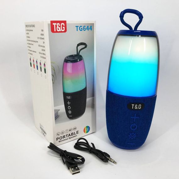 Портативная колонка TG644 5W с RGB подсветкой и ремешком. TY-885 Цвет: синий | Зображення 4
