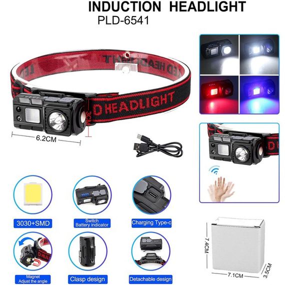 Ліхтар налобний 6541-3030+SMD(WHITE+RED+BLUE), Ліхтарик світлодіодний для туриста, Ліхтарик на голову | Зображення 1
