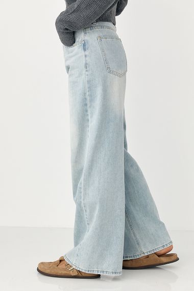 Прямі джинси Wide leg із високою посадкою - блакитний цвет, M (є розміри) | Зображення 5
