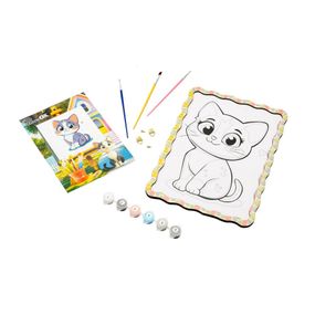 Картина по номерам "Котик" Puz-22945 формат А4 кисточка, краски, крепеж для стены