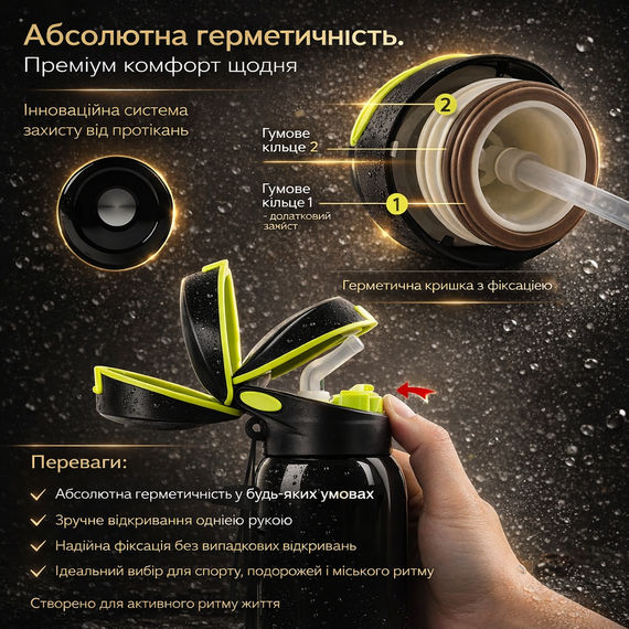 Спортивна пляшка-термос Beyмос Beyond the Dream 500 мл - Вакуумная термобутылка из нержавеющей стали, Черная | Зображення 6