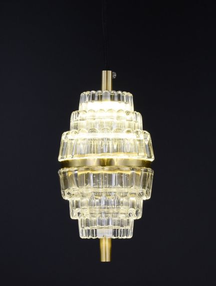 Люстра світлодіодна підвісна LED світильник для квартири на стелю лед 26714 Латунь 30-200х11х11 см. | Зображення 1