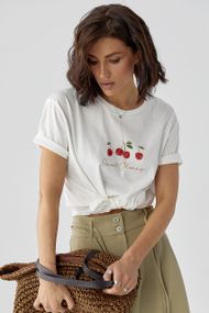 Жіноча футболка з написом Sweet Cherry - білий цвет, L (є розміри)