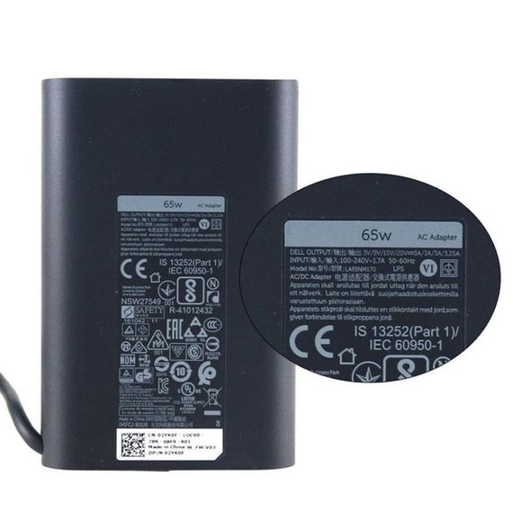 Блок живлення до ноутбуку Dell 65W Oval 20V разъем Type-C (HA65NM170 / A40243) | Зображення 1
