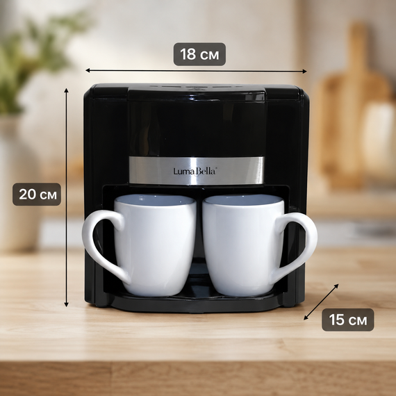 Кавомашина з двома чашками Coffee Machine AND 5269 Чорна / Крапельна кавомашина / Кавоварка електрична 500W | Зображення 3