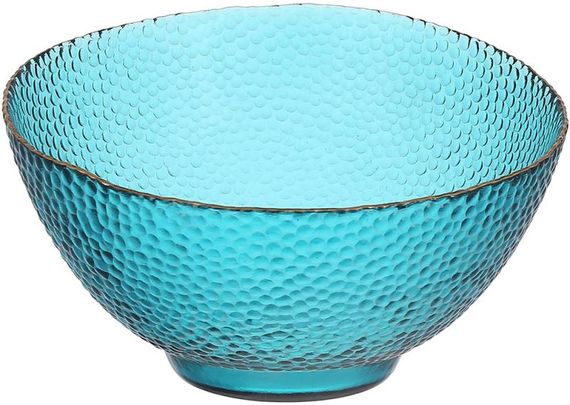 Салатник скляний "Bauble" Ø17х12см смарагдовий із золотою облямівкою