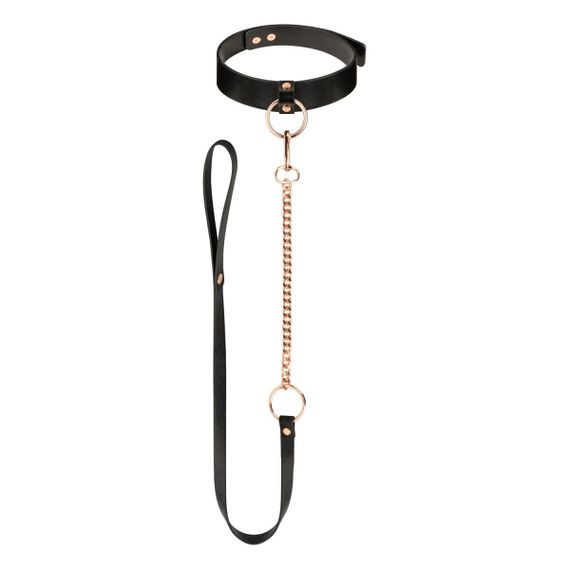 Нашийник з повідцем Rosy Gold Collar with Leash Чорний One Size | Зображення 1
