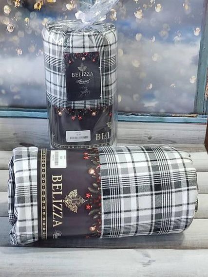 Простынь на резинке(160х200см) с наволочками(50х70см)  Belizza Clasical grey Фланель Хлопок