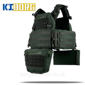 Комплект №4: Плитоноска Kiborg GU gen.2 + 2 підсумки з балістичним захистом 1 класу Khaki