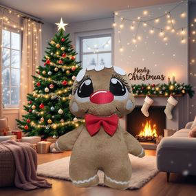 Плюшевая игрушка новогодний рождественский имбирный пряник коричневый 30 см 05236