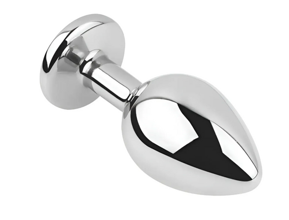 Анальна пробка із кристалом EGZO - Silver Round Plug Rainbow size M Sex Aura | Зображення 3