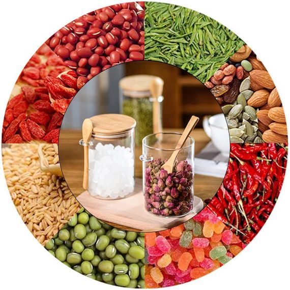 Скляні банки герметичні з кришками та ложками на 540 мл, банки для цукерок із кришками, прозорі банки | Зображення 2