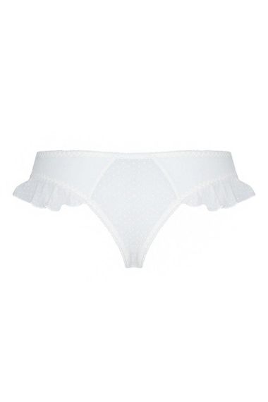 Трусики в горошок, з рюшами та шнурівкою Passion FATIN THONG L/XL, white Sex Aura | Зображення 5
