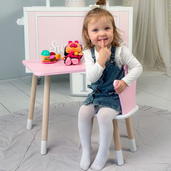 Дитячий  прямокутний стіл і стільчик корона з білим сидінням. Столик рожевий дитячий | Зображення 6