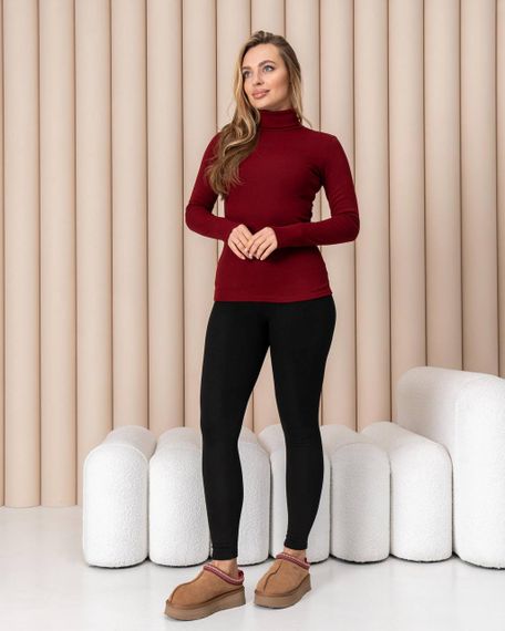 Женская теплая водолазка-гольф полушерсть на термо флисе цвет бордовый размер 50 DM09.09 | Зображення 2