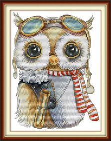 Набір для вишивання за нанесеною на канву схемою "Cute owl 2". AIDA 14CT printed, 19*26 см