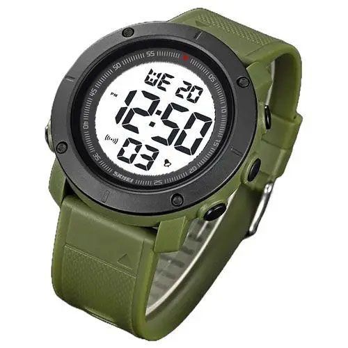 Годинник наручний чоловічий SKMEI 2122AGWT ARMY GREEN-WHITE, армійський годинник протиударний. Колір: зелений | Зображення 2