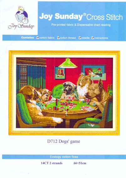 Набор для вышивания по нанесённой на канву схеме "Dogs' game ".AIDA 14CT printed , 66*51 см | Зображення 1