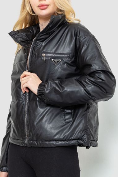Куртка жіноча з м'якої екошкіри, колір чорний, 186R095 | Зображення 2