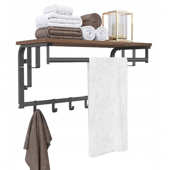 Вешалка настенная для одежды с полкой 76 см Bonro Бонро BN-124 (42400430) | Зображення 1